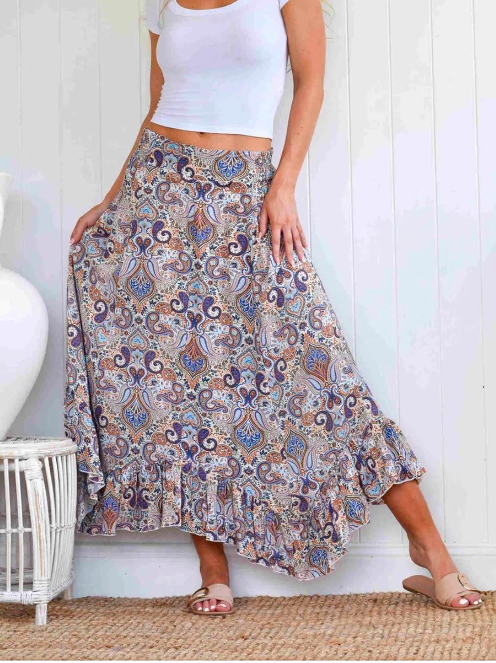 Boho skirt abstract pattern neck down